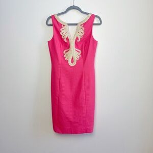 Lily Pulitzer Janice Shift Dress Women’s Size 4 Pink with Metallic Gold Detail